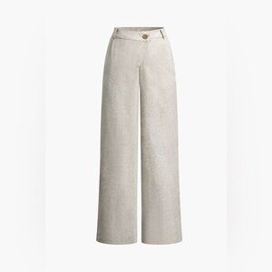 SOLD Micas Linen Asymmetrical Zipper Straight Leg Pants